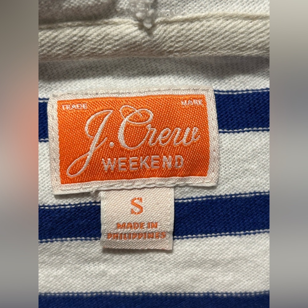 J.Crew Weekend Tipped Hoodie Striped Mariner Cloth Coastal , Small - Picture 5 of 8